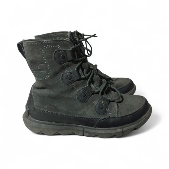 Sorel Men's Explorer Boot Dual Zip Waterproof Size 9 Gray Black Lace Up - Picture 1 of 7